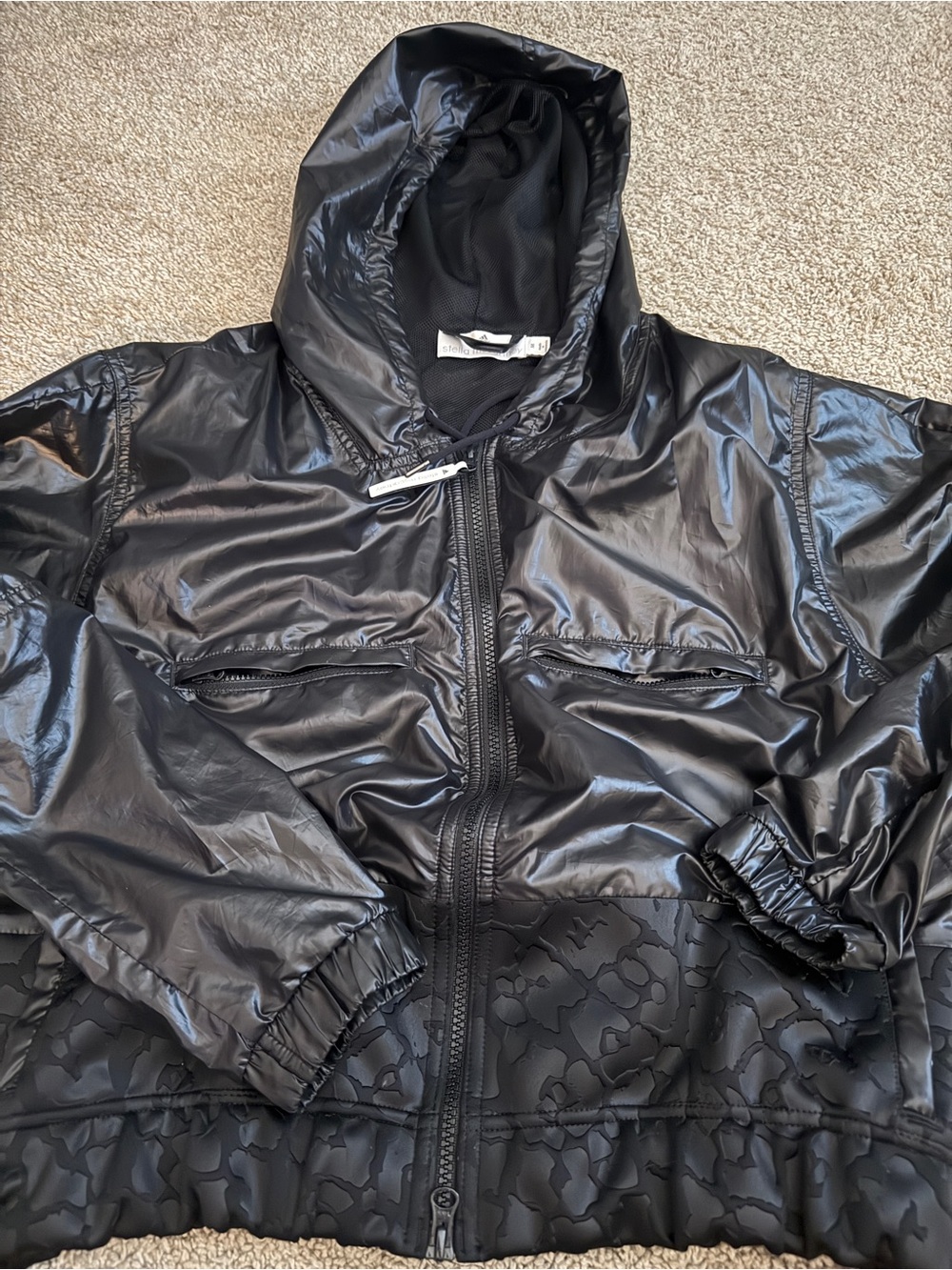 Adidas by Stella McCartney Black Rain Jacket Windbreaker Jacket